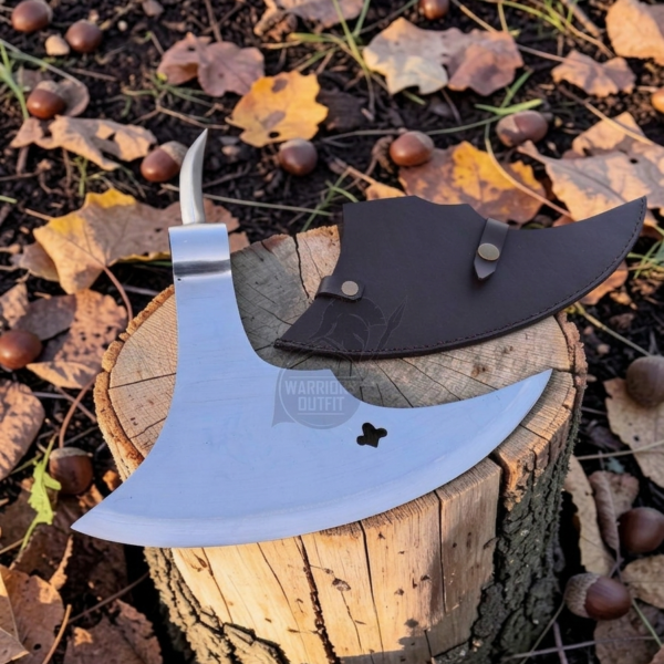 Warriors Outfit Large Size Back Spike Polish Medieval Viking Battle Ready Axe Head. With Blade Cover.