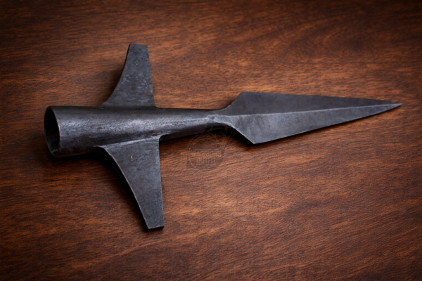 Warriors Outfit Hand Forged Medieval Throwing Wing Spearhead With Blade Cover. Best For Outdoor Hunting Tool.