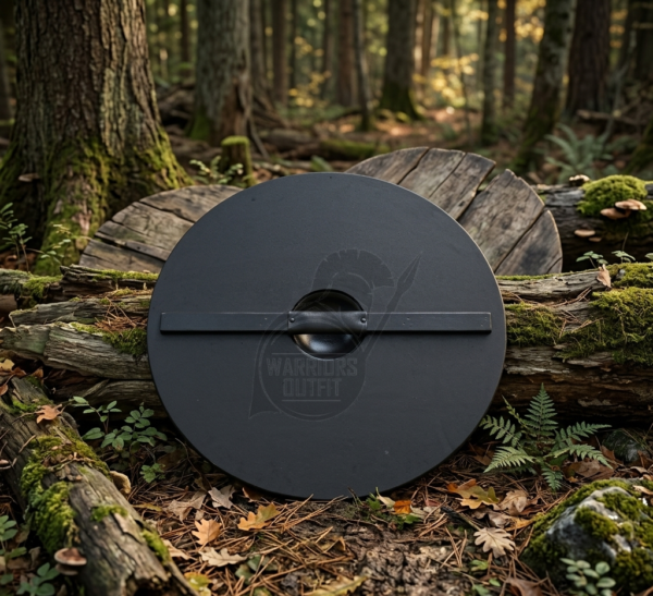 Warriors Outfit Hand-Crafted Wooden Viking Raven Warrior Battle Shield – Norse Round Wooden Shield