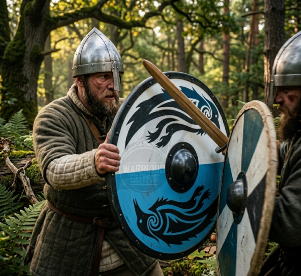 Warriors Outfit Hand-Crafted Wooden Viking Raven Warrior Battle Shield – Norse Round Wooden Shield