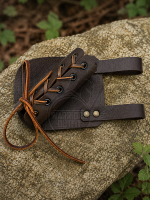 Warriors Outfit Handcrafted Medieval Leather Sword Frog Belt Holder – Adjustable Dark Brown Leather Scabbard Hanger for LARP, Renaissance Faire, Viking, Knight & Historical Reenactment Costumes