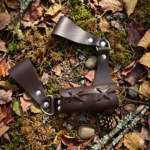 Warriors Outfit Handcrafted Medieval Leather Sword Frog Belt Holder – Adjustable Dark Brown Leather Scabbard Hanger for LARP, Renaissance Faire, Viking, Knight & Historical Reenactment Costumes