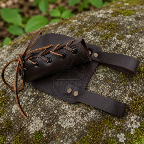 Warriors Outfit Handcrafted Medieval Leather Sword Frog Belt Holder – Adjustable Dark Brown Leather Scabbard Hanger for LARP, Renaissance Faire, Viking, Knight & Historical Reenactment Costumes