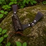 Warriors Outfit Handcrafted Medieval Leather Sword Frog Belt Holder – Adjustable Dark Brown Leather Scabbard Hanger for LARP, Renaissance Faire, Viking, Knight & Historical Reenactment Costumes