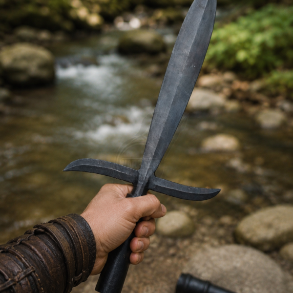 Warriors Outfit Hand Forged Jumonji Yari Spearhead with Butt Cap – Japanese Cross Spear Head Set – High Carbon Steel Samurai Polearm Head – Handmade Spear Components