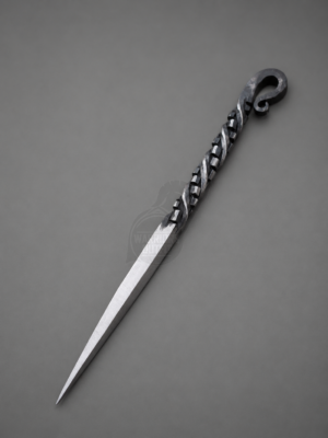 Warriors Outfit Hand Forged Food Stick – 19 cm Handmade Iron Food Pick with Decorative Twisted Handle – Reusable Serving Stick