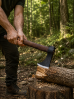 Warriors Outfit Hand Forged Viking Bearded Axe – High Carbon Steel Bushcraft, Camping & Wood Cutting Axe – Handmade Axe with Hardwood Handle
