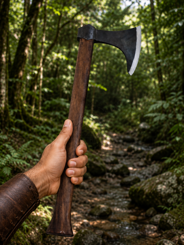 Warriors Outfit Hand Forged Viking Bearded Axe – High Carbon Steel Bushcraft, Camping & Wood Cutting Axe – Handmade Axe with Hardwood Handle