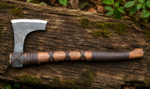 Warriors Outfit Hand Forged Bearded Viking Axe with Hardwood Handle & Leather Wrap and Cover – Traditional Camping, Bushcraft & Wood Cutting Axe