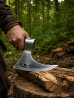 Warriors Outfit Hand Forged Bearded Axe Head – High Carbon Steel Viking Axe Head – Handmade Bushcraft, Wood Cutting & Custom Handle Axe Head