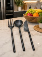 Warriors Outfit Hand Forged Medieval Cutlery Set – Handmade Iron Fork, Spoon & Chef Knife – Rustic Blacksmith Kitchen Utensil Set