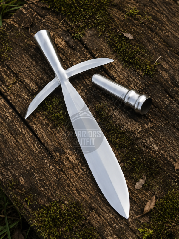 Warrior Outfit Japanese Jumonji Yaari spearhead replica is crafted from high-quality steel and finished in a polished antique style.