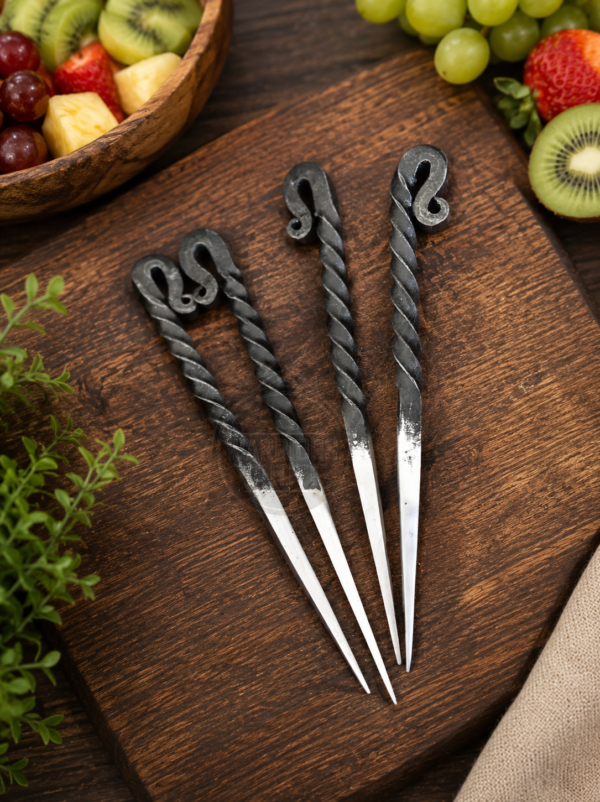 Warriors Outfit Hand Forged Medieval Iron Viking Eating Food Stick. Pack Of 4