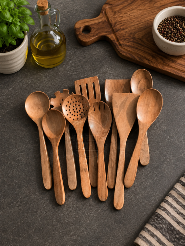 Warriors Outfit Handcrafted Wooden Cooking Utensil Set: Medieval Kitchen Spoons.