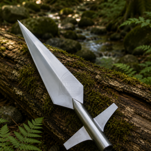 Warriors Outfit Hand Forged 24 Inch Winged Spearhead – High Carbon Steel Medieval Viking Spear Head – Handmade Spearhead.