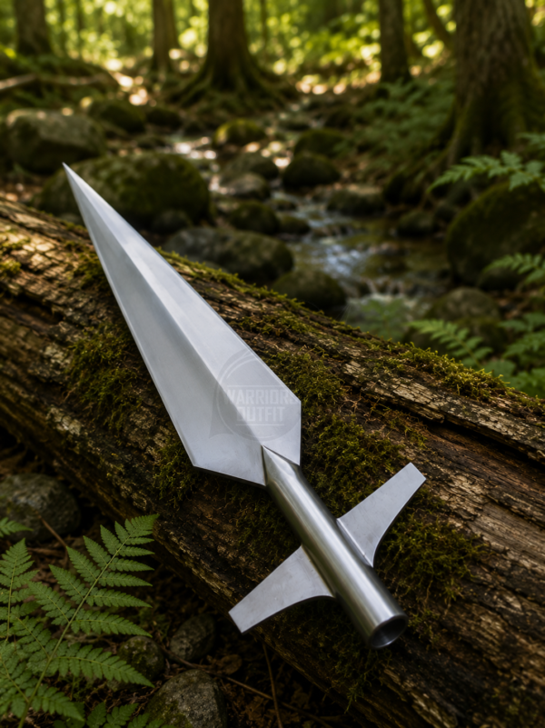 Warriors Outfit Hand Forged 24 Inch Winged Spearhead – High Carbon Steel Medieval Viking Spear Head – Handmade Spearhead.
