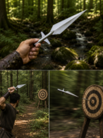 Warriors Outfit Hand Forged 24 Inch Winged Spearhead – High Carbon Steel Medieval Viking Spear Head – Handmade Spearhead.