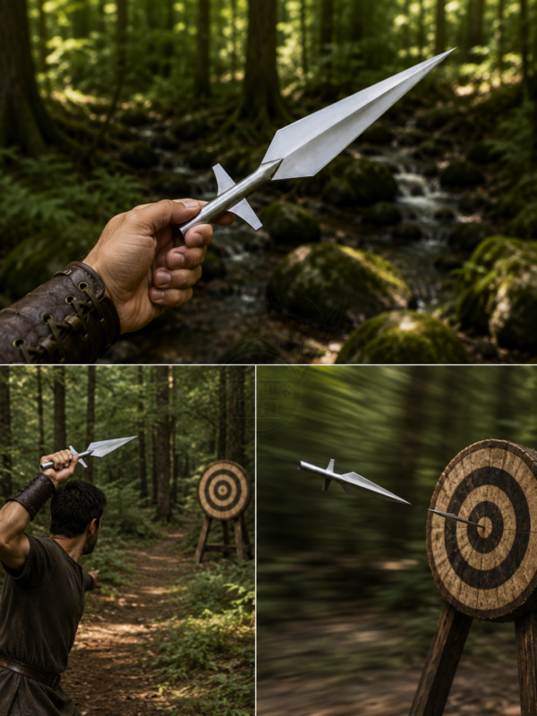 Warriors Outfit Hand Forged 24 Inch Winged Spearhead – High Carbon Steel Medieval Viking Spear Head – Handmade Spearhead.