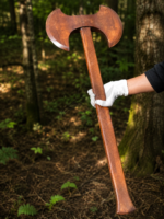 Warriors Outfit Handcrafted Wooden Double Head Practice Axe | Medieval Viking Training Axe | Wooden Throwing & Sparring Axe | Durable Hardwood Practice Weapon for Reenactment, LARP, Costume & Display