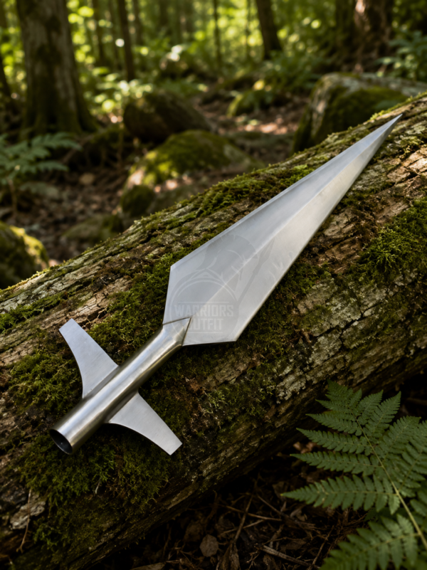 Warriors Outfit Hand Forged 24 Inch Winged Spearhead – High Carbon Steel Medieval Viking Spear Head – Handmade Spearhead.
