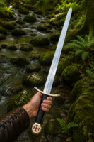 Warriors Outfit Hand Forged Templar Sword with Leather Scabbard – High Carbon Steel Medieval Knight Crusader Sword – Full Tang Handmade European Longsword