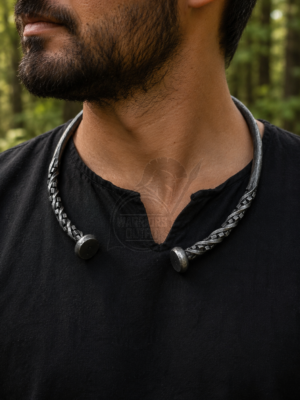 Warriors Outfit Hand Forged Viking Torc Necklace – Braided Iron Neck Ring – Medieval Norse Torque Collar – Handmade Celtic Viking Jewelry