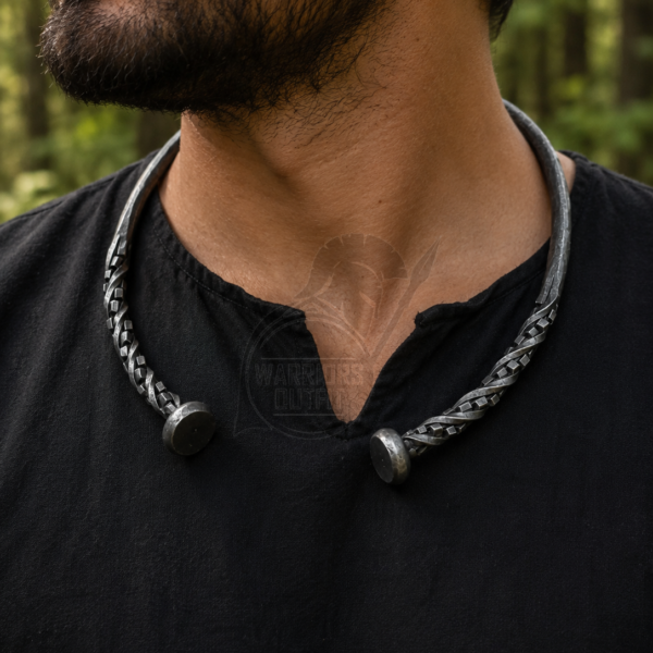 Warriors Outfit Hand Forged Viking Torc Necklace – Braided Iron Neck Ring – Medieval Norse Torque Collar – Handmade Celtic Viking Jewelry