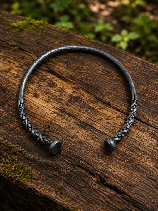 Warriors Outfit Hand Forged Viking Torc Necklace – Braided Iron Neck Ring – Medieval Norse Torque Collar – Handmade Celtic Viking Jewelry