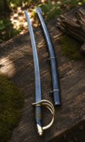 Warriors Outfit Black Hand Forged Military Saber Sword with Steel Scabbard – High Carbon Steel Cavalry Sword – Full Tang Handmade Curved Saber