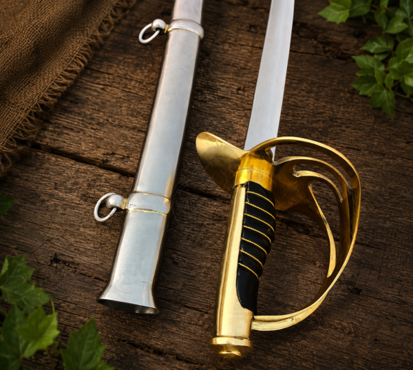 Warriors Outfit Hand Forged American Cavalry Saber Sword with Steel Scabbard – High Carbon Steel Military Style Sword – Full Tang Handmade Saber