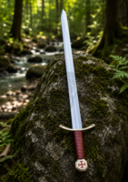 Warriors Outfit Hand Forged Templar Sword with Leather Scabbard – High Carbon Steel Medieval Knight Crusader Sword – Full Tang Handmade European Longsword
