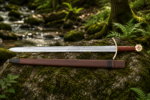 Warriors Outfit Hand Forged Templar Sword with Leather Scabbard – High Carbon Steel Medieval Knight Crusader Sword – Full Tang Handmade European Longsword