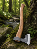 Warriors Outfit Hand Forged Viking Bearded Axe with Hardwood Handle – High Carbon Steel Bushcraft, Wood Carving, Camping & Wood Cutting Axe