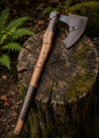 Warriors Outfit Hand Forged Viking Bearded Axe with Hardwood Handle – Carbon Steel Camping, Bushcraft, Wood Cutting & Outdoor Axe – Norse Style Handmade Axe