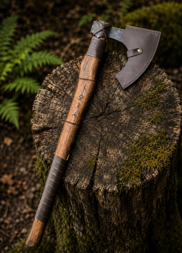 Warriors Outfit Hand Forged Viking Bearded Axe with Hardwood Handle – Carbon Steel Camping, Bushcraft, Wood Cutting & Outdoor Axe – Norse Style Handmade Axe