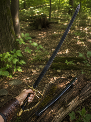 Warriors Outfit Black Hand Forged Military Saber Sword with Steel Scabbard – High Carbon Steel Cavalry Sword – Full Tang Handmade Curved Saber