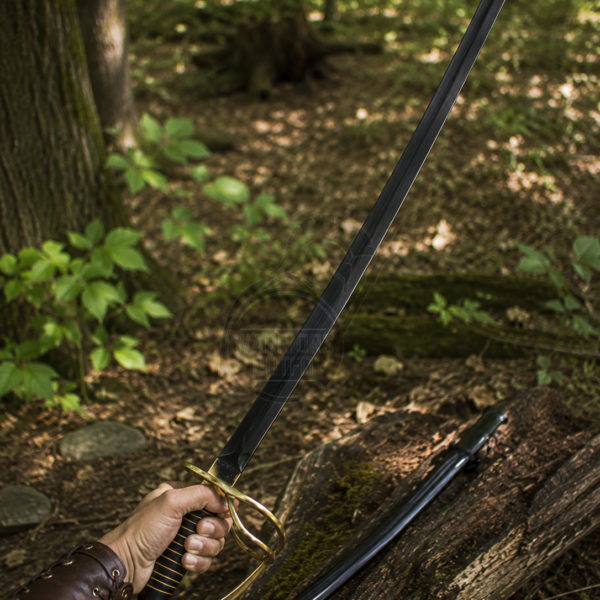 Warriors Outfit Black Hand Forged Military Saber Sword with Steel Scabbard – High Carbon Steel Cavalry Sword – Full Tang Handmade Curved Saber