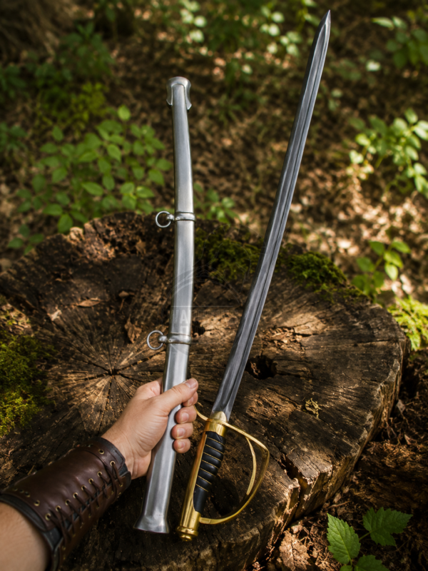 Warriors Outfit Hand Forged American Cavalry Saber Sword with Steel Scabbard – High Carbon Steel Military Style Sword – Full Tang Handmade Saber