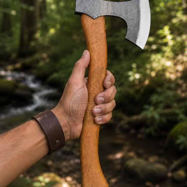 Warriors Outfit Hand Forged Viking Bearded Axe with Hardwood Handle – High Carbon Steel Bushcraft, Wood Carving, Camping & Wood Cutting Axe