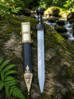 WarriorsOutfit Medieval Roman Gladius Sword Handcrafted Steel Blade with Wooden Handle & Brass Scabbard