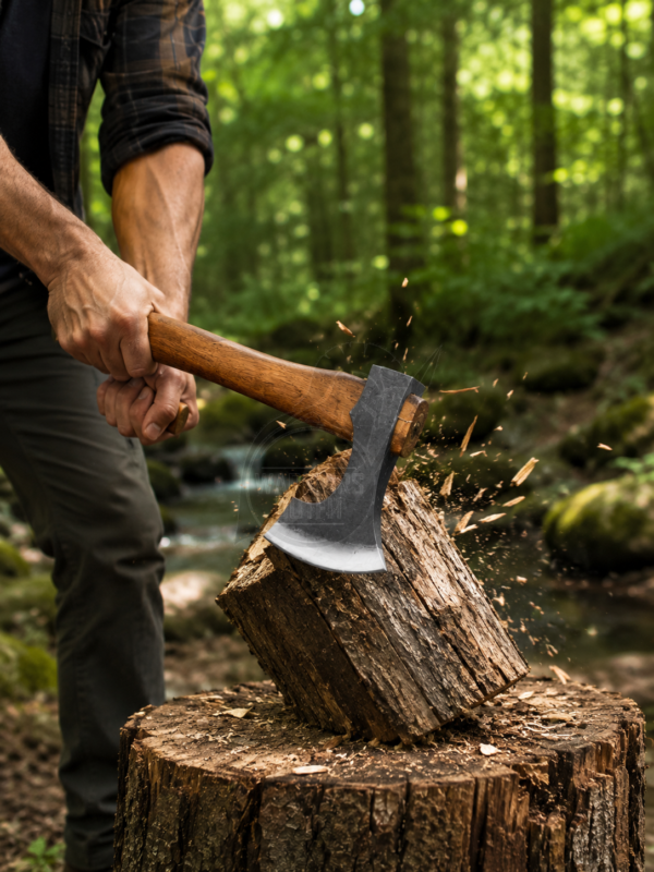 Warriors Outfit Hand Forged Viking Bearded Axe with Hardwood Handle – High Carbon Steel Bushcraft, Wood Carving, Camping & Wood Cutting Axe
